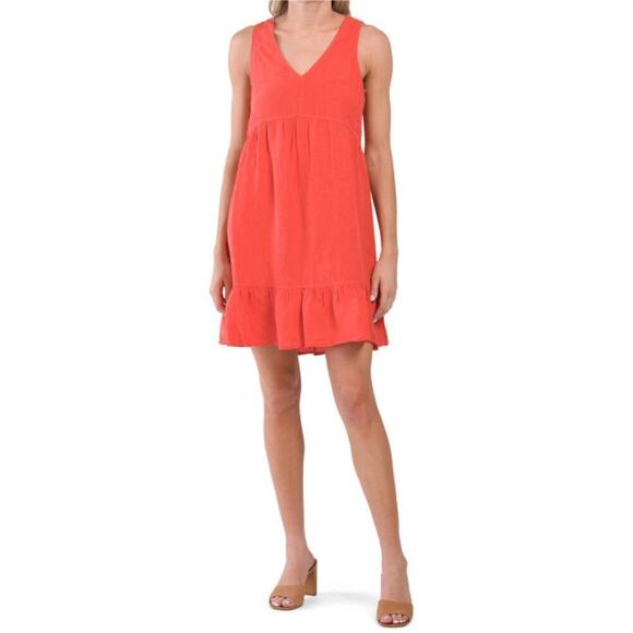 NWT Cynthia Rowley Women's V-neck Tiered Ruffle Linen Mini Dress - Picture 1 of 7
